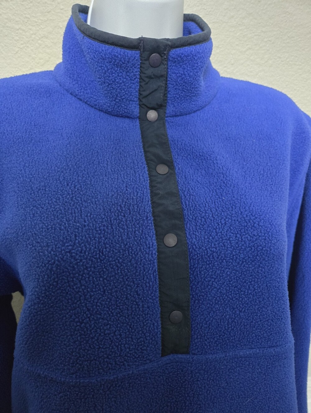 Vintage L.L Bean Snap Packet Blue Fleece Pullover Large Retro Winter Hiking - Picture 8 of 12